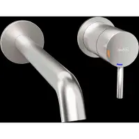 Blaufoss Round 2.0 EcoStart inbouw wastafelkraan Brushed CoolMetal incl. inbouwelement
