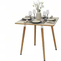 Relaxdays Rechthoekige eettafel met bamboe poten, lichtbruin