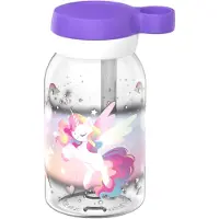 Mepal Drinkfles met rietje Campus - 450 ml - Waterfles kinderen - Lekdicht - Hygiënische draaideksel - Unicorn Glow