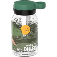 Mepal Drinkfles met rietje Campus - 450 ml - Waterfles kinderen - Lekdicht - Hygiënische draaideksel - Dino
