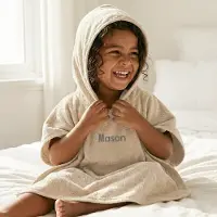 Yoursurprise Kinderponcho met naam - 2/5 jaar - Beige