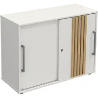 Kerkmann Luxe Sideboard Oxford Wit - Akoestische Lattenwand Eiken - 100cm