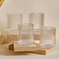 Bavary – geribbelde drinkglazen set – transparant – 6x250 ml – vaatwasmachinebestendig