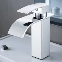 Auralum Max Wastafelkraan Zilver - Badkamerkraan Chroom - Badkamer Kraan - RVS - Opbouw - Warm en Koud - Waterbesparende - Watervalkraan