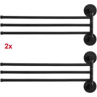 Auralum Max Auralum Handdoekrek - 2PCS - 3-armig Handdoekhouder - Draaibaar Handdoekhouder 40cm - Handdoekstang - 180° Verstelbaar - Badkamer - Zwart
