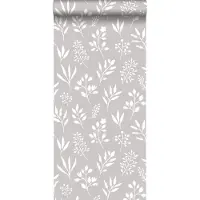 ESTAhome behang bloemmotief in Scandinavische stijl warm grijs - 53 cm x 10.05 m - 139084