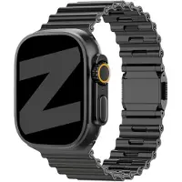 Bandz Premium Steel Strap Ocean - horlogebandje geschikt voor Apple Watch 1/2/3/4/5/6/7/8/9/10/11/SE/Ultra (2) (44/45/46/49mm) - Zwart