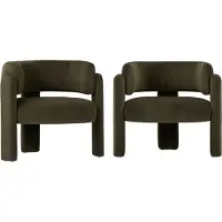 COLAMY Gestoffeerde fauteuil - Van 2 stoelen- Accentstoel - Moderne loungestoel - Gewatteerde rugleuning - Zachte fluwelen woonkamerstoel - Groen