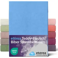 Etérea Himmlische Qualität etérea Teddy pluizig Hoeslaken 140x200 - 160x200 cm - 80% Katoen 20% Polyester - Blauw