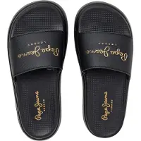 Pepe Jeans Dames Bella Log sandalen zwart (40), Plat, Geen, Strandkleding, Polyurethaan PLS700001