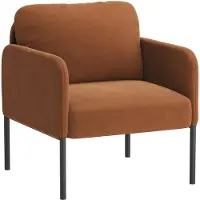 COLAMY Gestoffeerde fauteuil Accentstoel - Moderne loungestoel - Gewatteerde rugleuning - Zachte fluwelen woonkamerstoel - Oranje