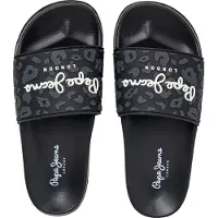 Pepe Jeans Dames Slippers Leo zwart (40), Plat, Geen, Casual PLS700004