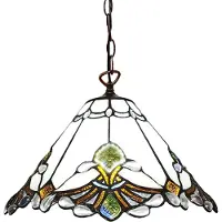 Clayre & Eef hanglamp Tiffany, diameter 31 cm, hoogte 107 cm, wit, bruin glas