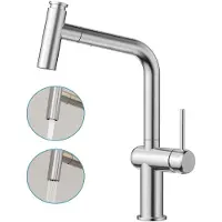 CECIPA MAX Keuken kraan - Keukenkraan met uittrekbare uitloop - Handdouche met 2 straalsoorten - T-Uitloop Keukenkraan - Flexibele Slang - Zilver