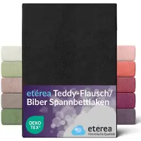 Etérea Himmlische Qualität etérea Teddy pluizig Hoeslaken 180x200 - 200x200 cm - 80% Katoen 20% Polyester - Zwart