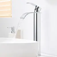 Auralum Max Wastafelkraan - Badkamerkraan - Hoge Uitloop Watervalkraan - Waterbesparend - Mengkraan - Chroom