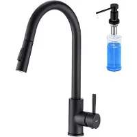 Auralum Max keukenkraan met uittrekbare uitloop - Keukenmengkraan - Met Zeepdispenser 300ML - Handdouche - Mengkraan - 2 straalsoorten - zwart