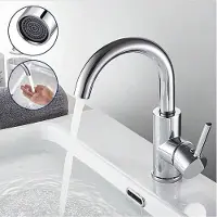 Auralum Max Wastafelkraan Chroom - Waterbesparend - Draaibare uitloop - Met waste - Badkamerkraan Zilver