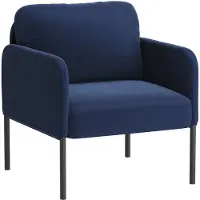 COLAMY Gestoffeerde fauteuil Accentstoel - Moderne loungestoel - Gewatteerde rugleuning - Zachte fluwelen woonkamerstoel - Blauw