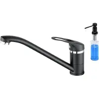 Auralum Max Keukenkraan Zwart - Kraan Keuken - Mengkraan Keuken - Met Zeepdispenser 300ML - Keuken Kraan - Keukenkranen - 360° Draaibare Uitloop