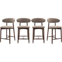 COLAMY Barkrukken set van 4 - keukenbarstoelen met rugleuning - Barstoel houten poten - camelkleurig