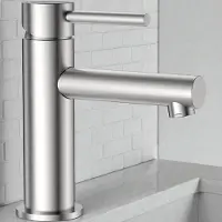 Auralum Max Wastafelkraan - Badkamerkraan - Warm & koud waterkraan - Keramisch ventiel - Bubbelaar - Hoogte uitloop 90mm - RVS - Waterbesparend - Chroom