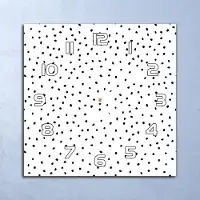 Coloray Wandklok - Kleine puntjes Glazen Klok - 30x30 cm - Marine Wandklok - Wandklok Vierkant - Wandklok Scandinavisch - Wandklokken Woonkamer - Stille Wandklok