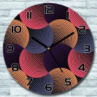 Coloray Wandklok - Hypnotische cirkels Klok Glas - 30fi cm - Bordeaux Wandklok - Wandklok Ronde - Wandklok Modern - Wandklok Keuken - Stille Wandklok