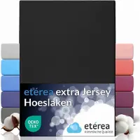 Etérea Himmlische Qualität etérea Extra Jersey Hoeslaken 140x200 - 160x220 cm - Oekotex - 100% katoen - bis 35 cm - Zwart