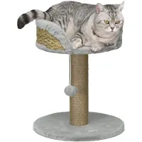 PawHut Kattenkrabpaal met Speelbal, Ligplaats, Klimboom voor Katten tot 4 kg, Kattenmeubel, Jute Grijs