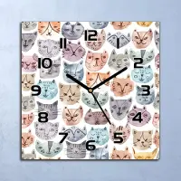 Coloray Wandklok - Kattengezichten Glazen Wandklok - 30x30 cm - Groente Wandklok - Wandklok Vierkant - Wandklok Industrieel - Wandklok Keuken - Stille Wandklok