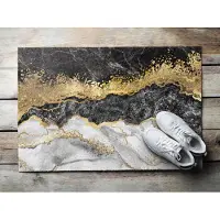 Coloray Deurmat voor binnen - Gouden Deurmat Met Print - Gouden Marmer Binnenmat - Grote Deurmat - Design Deurmat - 60x40 cm