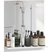 HOMCOM Badkamerspiegel-Acryl, Spaanplaat-50L x 14B x 60H cm-Wit