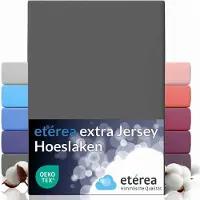 Etérea Himmlische Qualität etérea Extra Jersey Hoeslaken 180x200 - 200x220 cm - Oekotex - 100% katoen - bis 35 cm - Grijs