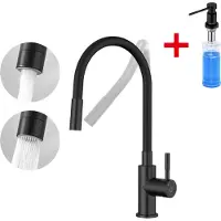 CECIPA MAX 360°flexibele keukenkraan - Keukenmengkraan met 2 soorten sproeikoppen - Met Zeepdispenser 300ML - Keukenkraan Met Uittrekbare Uitloop - Zwart