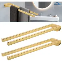 CECIPA MAX Handdoekrek Zonder Boren Goud 42 CM - 2 stuks - Handdoekhouder - Handdoekenrek Badkamer of Keuken - Handdoekstang Zelfklevend - Handdoekhouders RVS