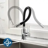 Auralum Max Keukenkraan zwart - Keukenkraan Met Flexibele Uitloop - Hogedruk Keukenkraan 360° Draaibaar - Keukenmengkraan Met Waterbesparende Perlator