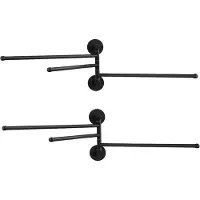 Auralum Max Handdoekrek Badkamer (2 Set）- 3-armig Handdoekhouder 40CM - Handdoekstang - Handdoekenrek badkamer - Draaibaar - 180 graden verstelbaar - Zwart