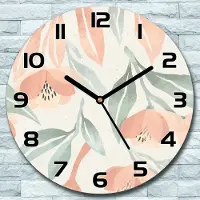 Coloray Wandklok - Pastelkleurige bladeren Klok Glas - 30fi cm - Romig Wandklok - Wandklok Ronde - Wandklok Modern - Wandklok Keuken - Stille Wandklok