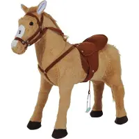 HOMCOM Kinderpaard staand Paard zonder schommel beige bruin