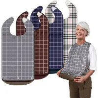 Sanorum 4 stuks - Slabbetjes voor volwassenen - Water- en stofdicht - Met afneembaar - Kruimelopvangzakje - Unisex - Wasbaar en herbruikbaar - Ruitjespatroon - 35 x 75 cm - Diverse kleuren