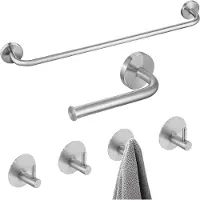 Auralum Max Handdoekrek Badkamer Set RVS - Handdoekrek - Handdoekhaakjes - Toiletrolhouder - Zonder Boren/Zelfklevend