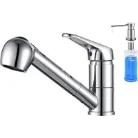 Auralum Max Keukenkraan - Met uittrekbare handdouche en 2 straalsoorten - Met Zeepdispenser 300ML - Uittrekbaar - Mengkraan - Zilver - RVS