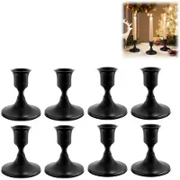 Sanorum 8 stuks - Kandelaars - Metalen kandelaars - Minimalistische stijl - Ideaal voor romantische tafels, bruiloftdecoraties, kaarsen - zwart
