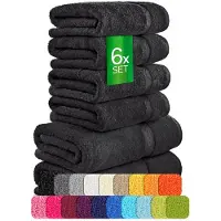 Etérea Himmlische Qualität etérea Carli handdoekenset 6-delig – zwart – 100% katoen – 500 g/m² – OEKO-TEX Made in Green