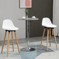 Sweiko Barkruk - Set van 2 - Met voetensteun - 38.5 x 42.5 x 91 cm - Natuurlijk + Wit