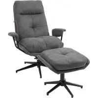HOMCOM HOMdotCOM relaxfauteuil met kruk, draaivoet, tv-fauteuil met ligfunctie