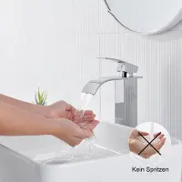 Auralum Max Wastafelkraan - Watervalkraan - Badkamerkraan - Mengkraan Wastafel - Hoge Uitloop - Badkamer Kraan - inclusief aansluitingen - Chroom