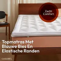 Casabel Zachte Matras Topper 140 x 190 cm van ademende microvezel met blauwe bies