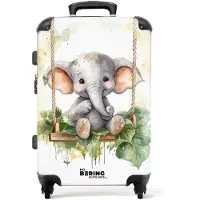 NoBoringSuitcases.com - Kinderkoffer - Kindertrolley jongen en meisje - Olifant in de jungle - Koffer kind groot - Rolkoffer lichtgewicht - Reiskoffer met 4 wielen - Grote trolley XL - 20 kg bagage